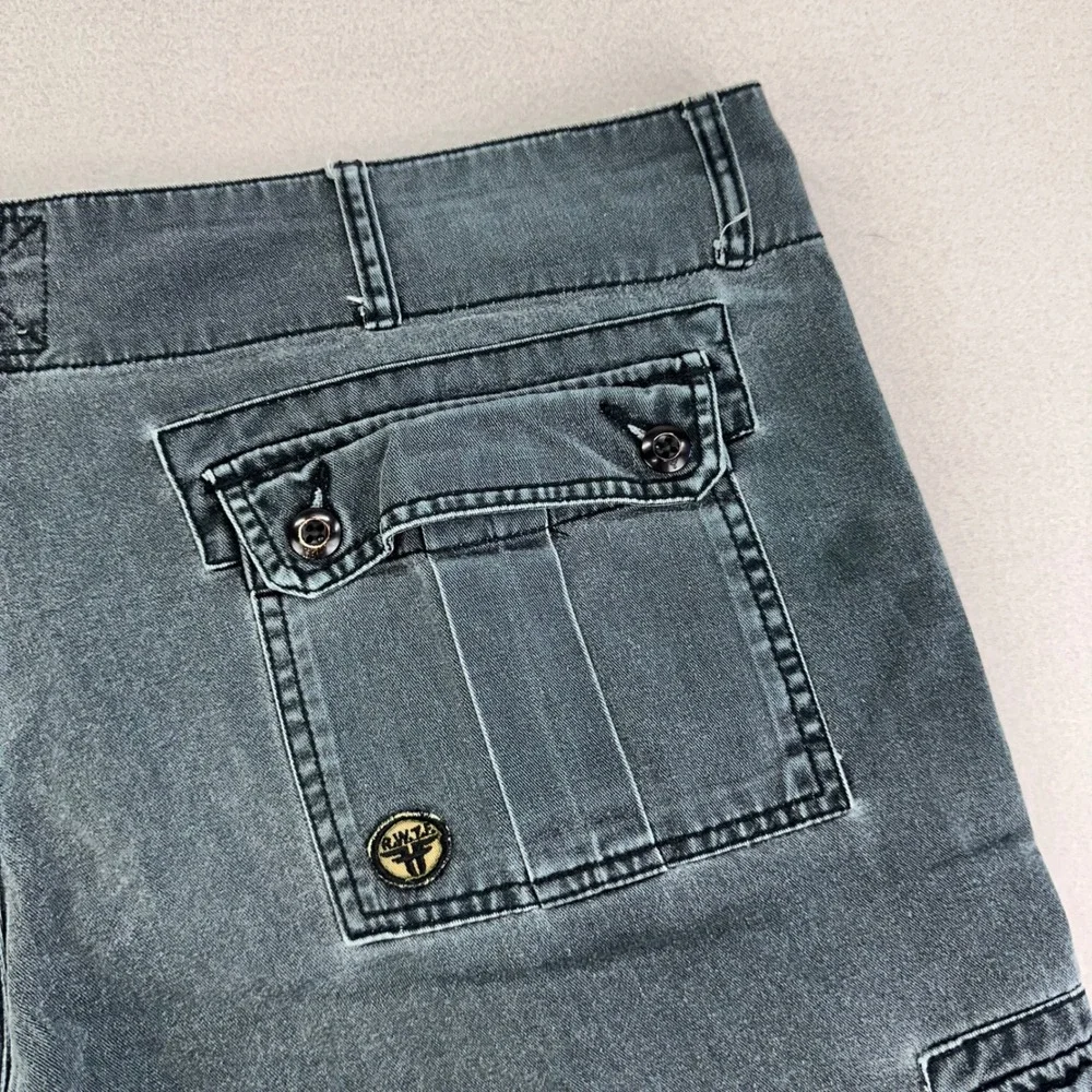 FALLEN Cargo Shorts Mens 38 Grey Canvas Y2K Long Skater Canvas‎ Raw Hem Utility